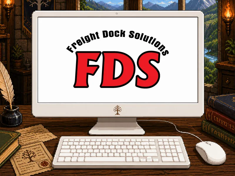 The Freight Dock Solutions logo shown on a monitor