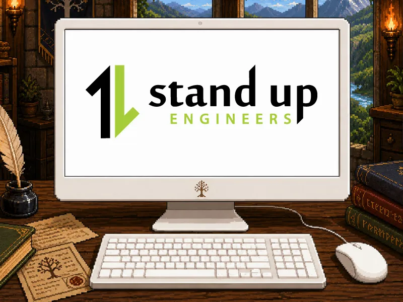 The Stand Up Engineers logo shown on a monitor